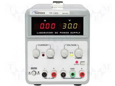 Лабораторно захранващо устройство TP-1303 Захранващо устройство: лабораторен; Канали:2; 0?30VDC; 5VDC; 0?3A; 1A